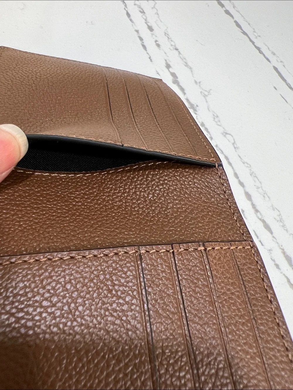 COACH New York Brown Pebbled Leather Men's Bi-Fold Wallet Saddle